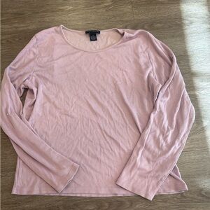 Ann Taylor Long-Sleeve Scoop Neck Top - Dusty Pink/Lavendar